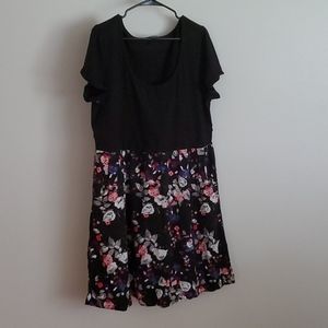 Torrid plus sized black dress with flowered skirt